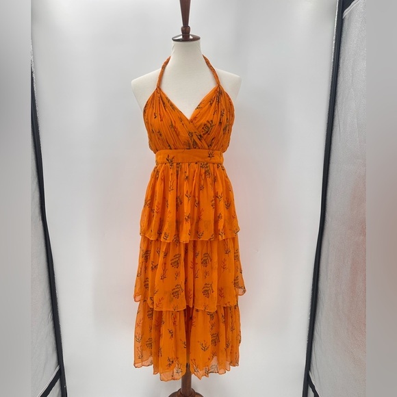 Anthropologie Guapa Floral Halter Midi Dress Sundress Size 6 - Picture 2 of 7